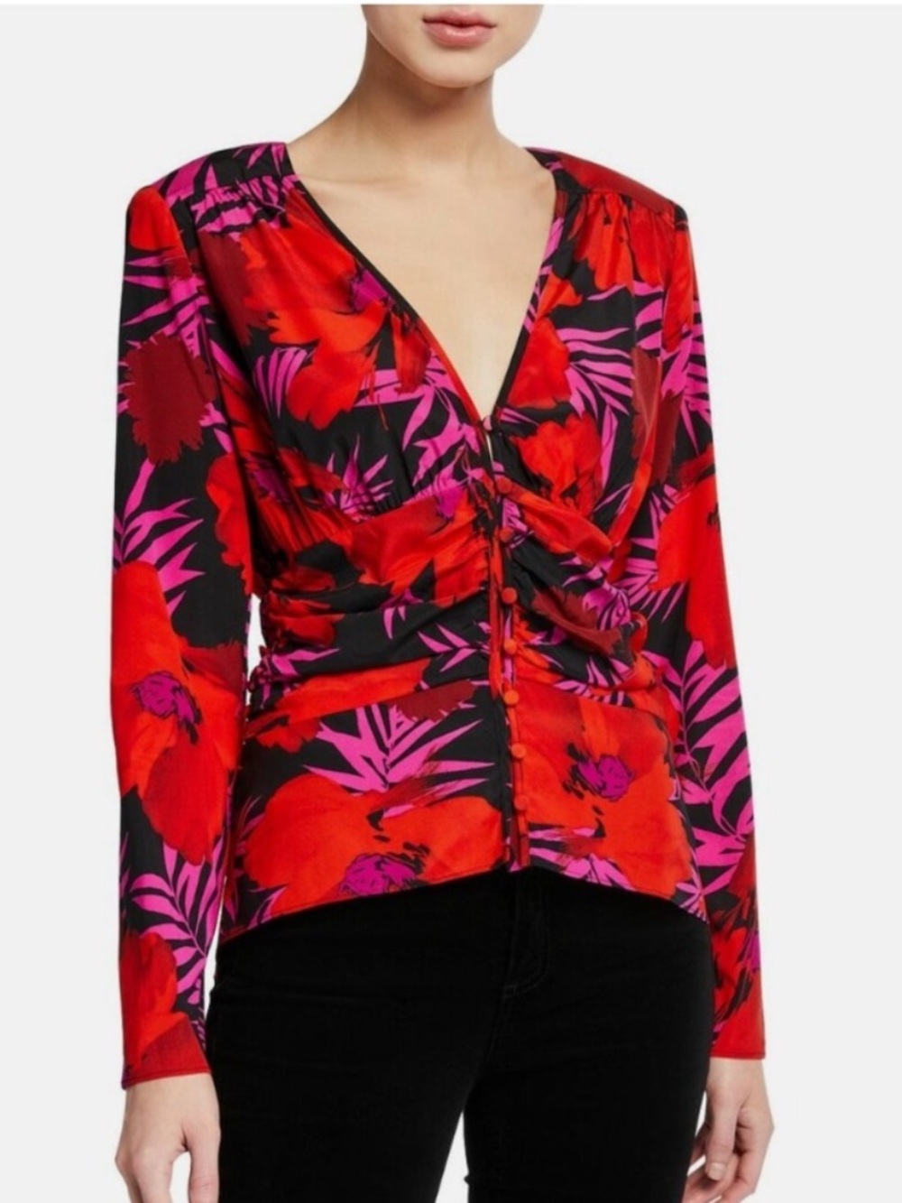 NWT Veronica Beard Pevero Multi Floral Silk Top Size 2